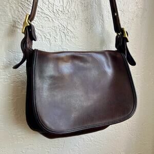 Vintage Coach Patricia's Legacy Dark Brown Leather Front Flap Crossbody Bag